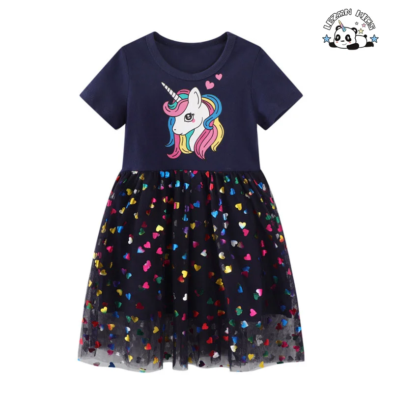 LEZONKIDS - Vestido Tutu Floral Casual Personalizável para Meninas com Collar Polo Cor Rosa até o Joelho